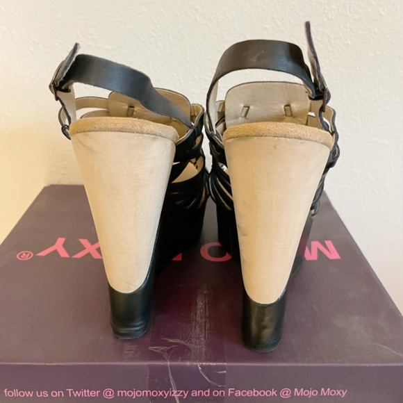 Mojo Moxy Apolo Leather Platform Wedge Heels/Sandals - Picture 5 of 9